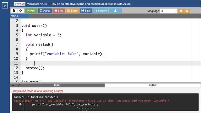 Nested Functions | C Programming Tutorial смотреть онлайн