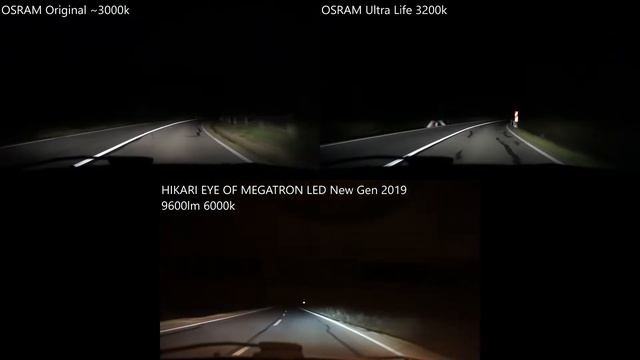 HIKARI LED 9600lm 6000k vs OSRAM Original 3000k, Ultra Life 3200k смотреть онлайн