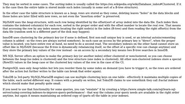 Are columns which are not indexes, sorted on disk together with index? (2 Solutions!!) смотреть онлайн