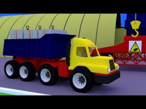 Грузовик Тема соберет самосвал, а погрузчик и башенный кран загрузят блоки. Мультик про технику.