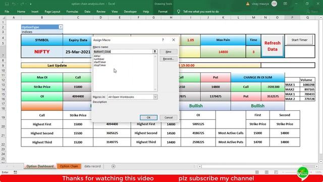 option chain data record every 5 minutes automatic in excel Part 2 смотреть онлайн