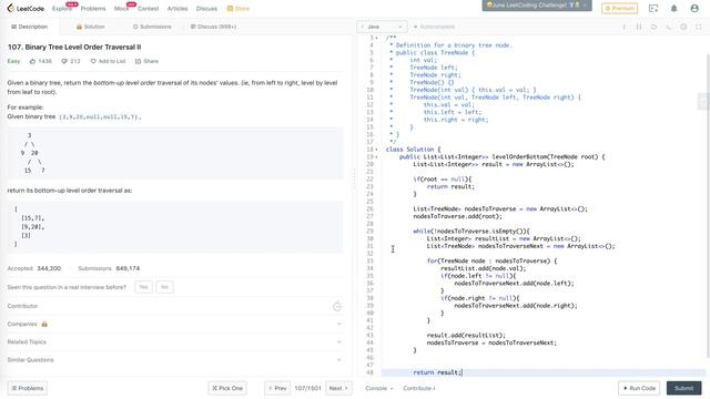 Leetcode 107 Binary Tree Level Order Traversal II (Java) смотреть онлайн