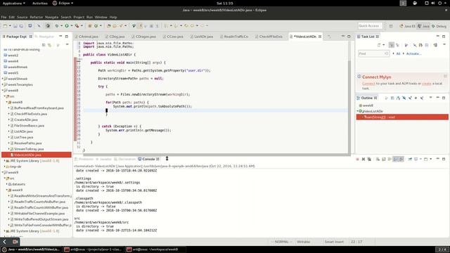 Java: List a directory using DirectoryStream смотреть онлайн