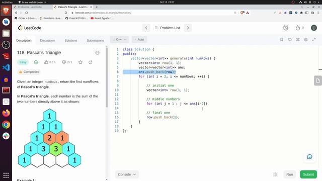 Pascals Triangle (Leetcode 118) in Telugu смотреть онлайн