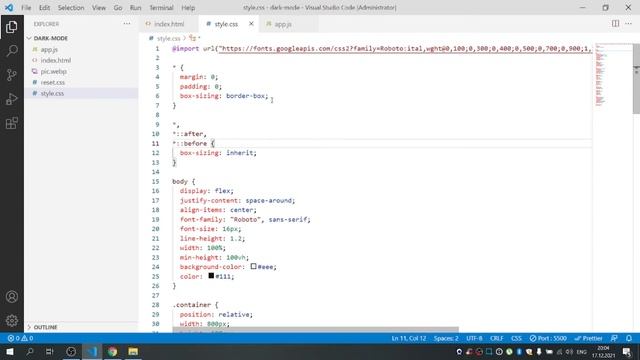 Переключение на темную тему с JavaScript смотреть онлайн