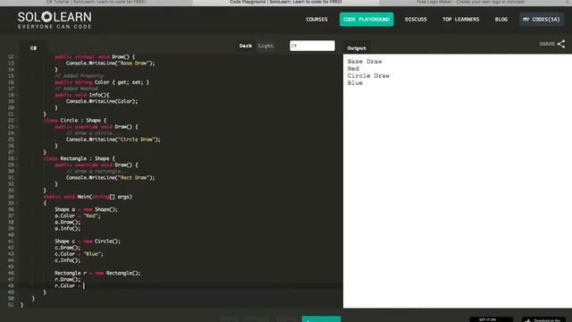 C#: Polymorphism - virtual/override смотреть онлайн