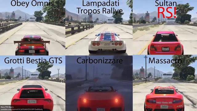 GTA 5 Drag stock cars: Obey Omnis, Tropos Rallye, Carbonizzare, Massacro, Bestia GTS, Sultan RS! vs смотреть онлайн