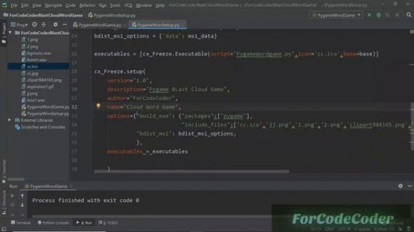 # 6 | Convert .py to exe (Executable) | Blast Cloud Word Game Using Python Pygame