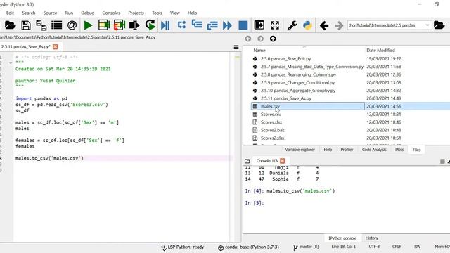 Python Tutorial 2.5.11 pandas Save As смотреть онлайн