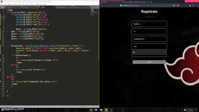 login php mysql смотреть онлайн