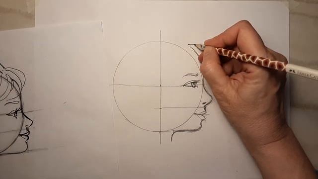Как нарисовать портрет девушки в профиль. Рисунок карандашом. смотреть онлайн