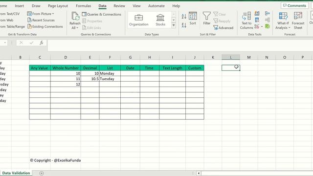 Excel Formulas Data Validation, Data Custom features смотреть онлайн