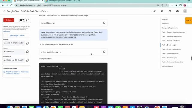 Google Cloud Pub/Sub: Qwik Start - Python || #qwiklabs || #GSP094 смотреть онлайн
