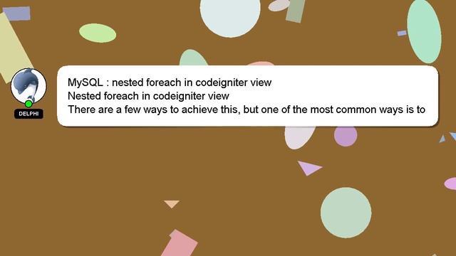 MySQL : nested foreach in codeigniter view смотреть онлайн