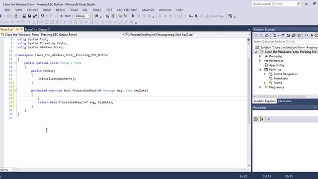 Escape button to close Windows Forms form in C# смотреть онлайн