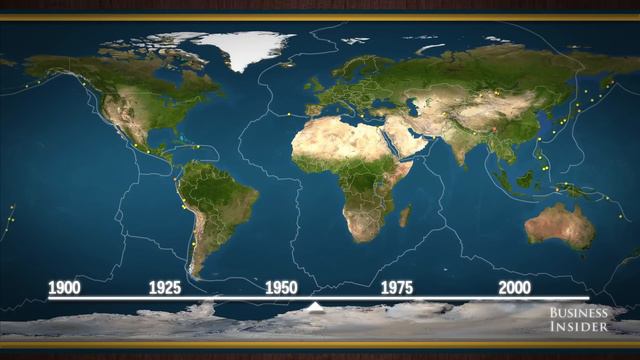 Animation of where the largest earthquakes of the past 100 years have struck смотреть онлайн