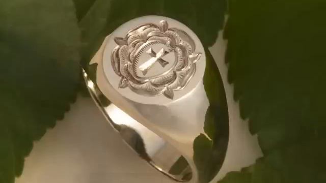Rosicrucian Rose - Hand Engraved Gold Signet Ring смотреть онлайн
