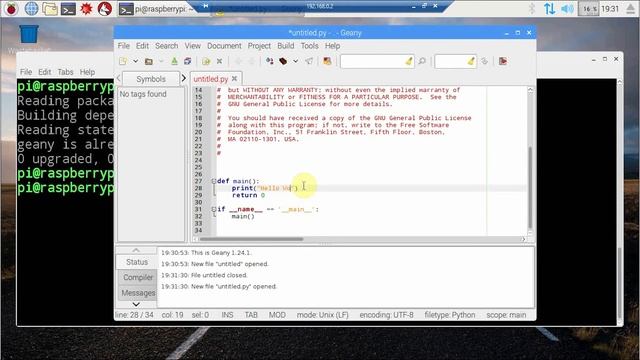 Geany Editor for Python 3 (Raspbian Linux) смотреть онлайн