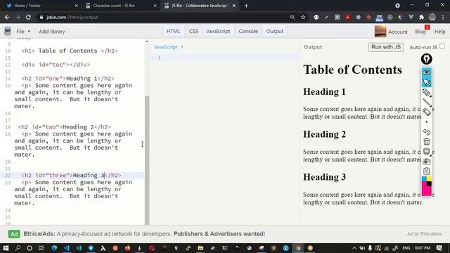 06 - 14 Weeks of JavaScript - DOM - Character Count and TOC Generator смотреть онлайн