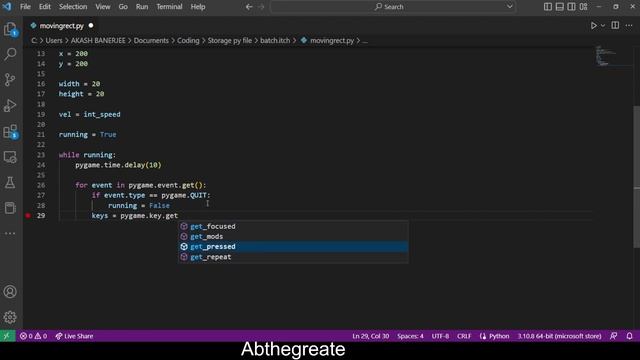 How to make a square move in pygame #python смотреть онлайн