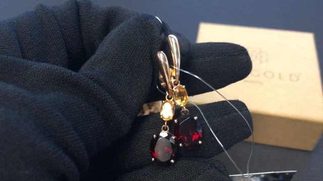 ! Серьги 1048 из красного золота 585 пробы с гранатами и цитринами смотреть онлайн