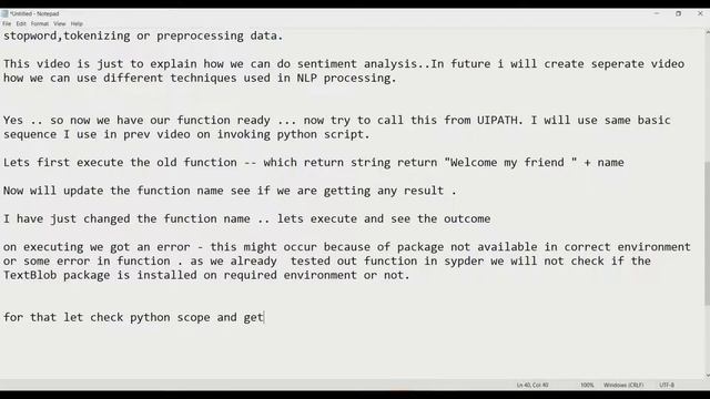 UIPath Basic Sentiment Analysis Using Python (TextBlob) смотреть онлайн