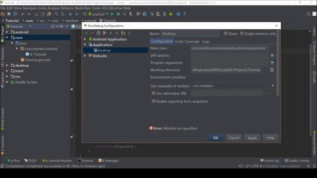 [LibGDX Tutorial] Run Project as Desktop Application in Android Studio смотреть онлайн