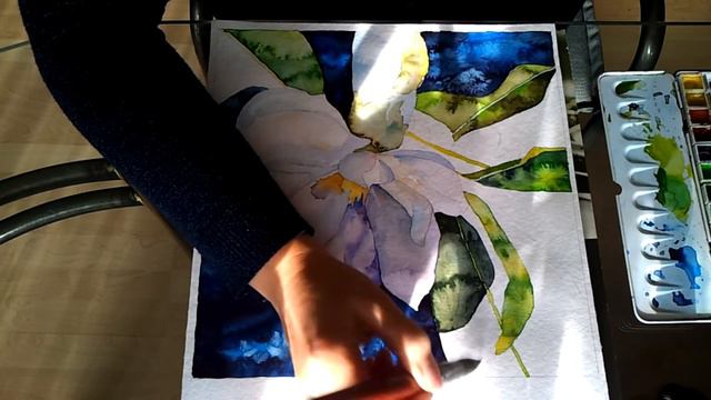 AKWARELA 🖌️/ Malowanie kwiatu magnolii 💮// Painting White Magnolia watercolour / speed painting смотреть онлайн