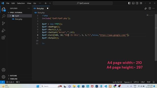FPDF Set Margins in PHP || Set Margin in PDF || Rectangle in FPDF || FPDF Tutorial in Hindi смотреть онлайн