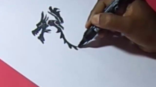 How to DRAGON TATTOO Drawing For Kids step by step смотреть онлайн