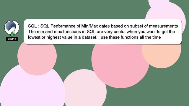 SQL : SQL Performance of Min/Max dates based on subset of measurements смотреть онлайн