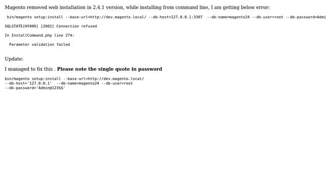 Magento: Connection refused error in command line Magento installation 2.4.1? смотреть онлайн