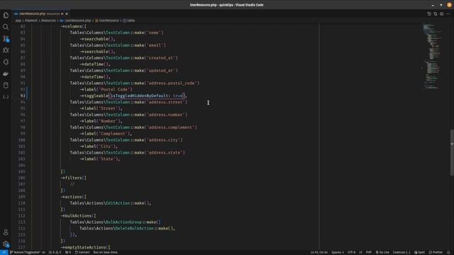 Filament: Hide Table Column