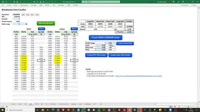 Using Excel to Simplify Order Entry for a Breakeven Iron Condor смотреть онлайн