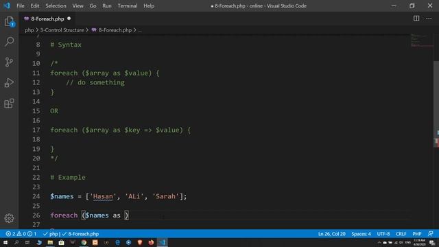 8 Foreach Loop | PHP смотреть онлайн