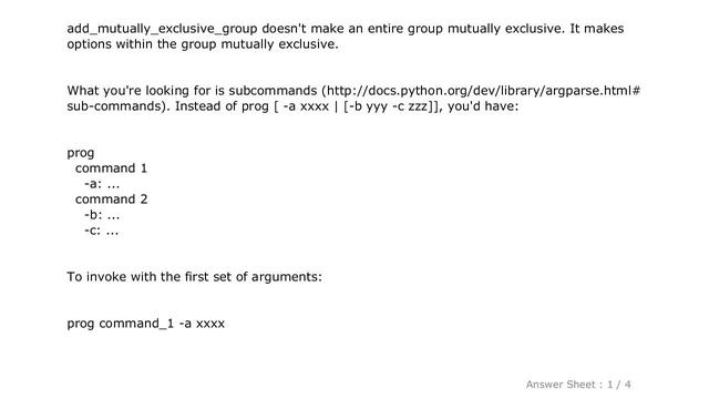 PYTHON : Python argparse mutual exclusive group смотреть онлайн