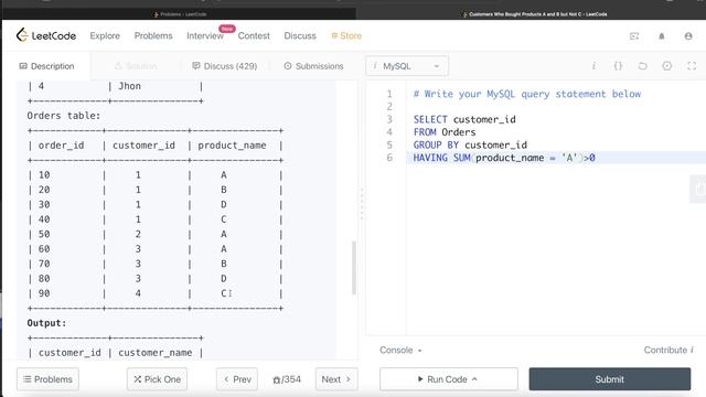 LeetCode Medium 1398 Amazon Interview SQL Question with Detailed Explanation смотреть онлайн