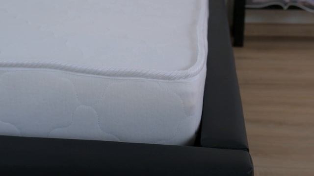 Двуспальная кровать без изголовья Альба Экокожа Черная 200х200 Обзор смотреть онлайн