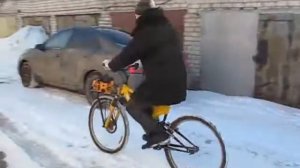 Велосипед с двигателем от бензопилы Заезд№3