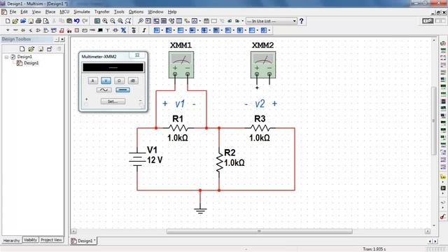 NI Multisim: Measure DC voltage with a voltmeter смотреть онлайн
