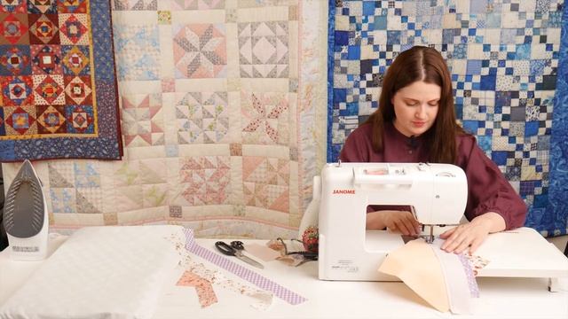 Лоскутный блок из диагональных полосок