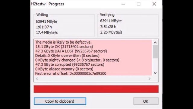 Youe Shone 64GB TEST, FAILED H2testw,check Flash