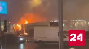 Горящий грузовик перекрыл движение на Ленинградском шоссе - Россия 24