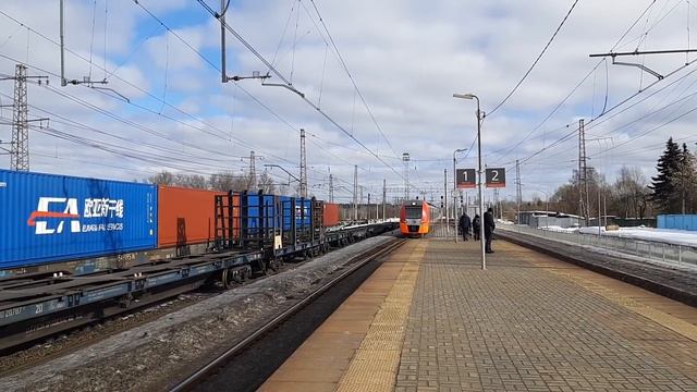 Электропоезд ЭС1-031 "Ласточка" "Москва-Минск" станция Кубинка-1 до Минска. 27.02.2022. смотреть онлайн