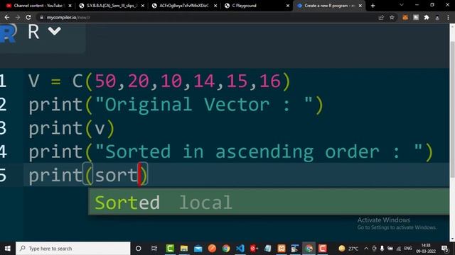 Write an R program to sort a Vector in ascending and descending order смотреть онлайн