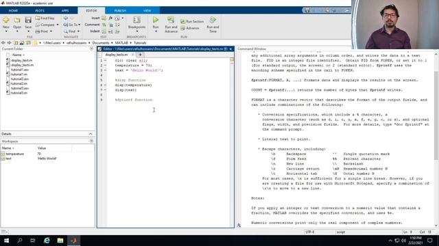 How to output texts and variables in MATLAB -- use of disp() and fprintf() function смотреть онлайн