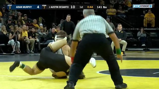 141 LBS: #2 Austin DeSanto (Iowa) vs. Aidan Murphy (Chattanooga) | 2019 B1G Wrestling смотреть онлайн