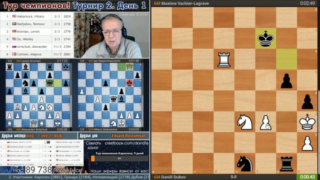 Карлсен, Грищук, Непомнящий, Дубов! 🏆 Тур чемпионов. День 1 🎤 Сергей Шипов ♕ Шахматы смотреть онлайн
