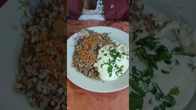 Свинина в сливочном соусе с гречкой. Кафе Дока пицца. пгт Камызяк, Астраханская обл, 24.04.2023 смотреть онлайн